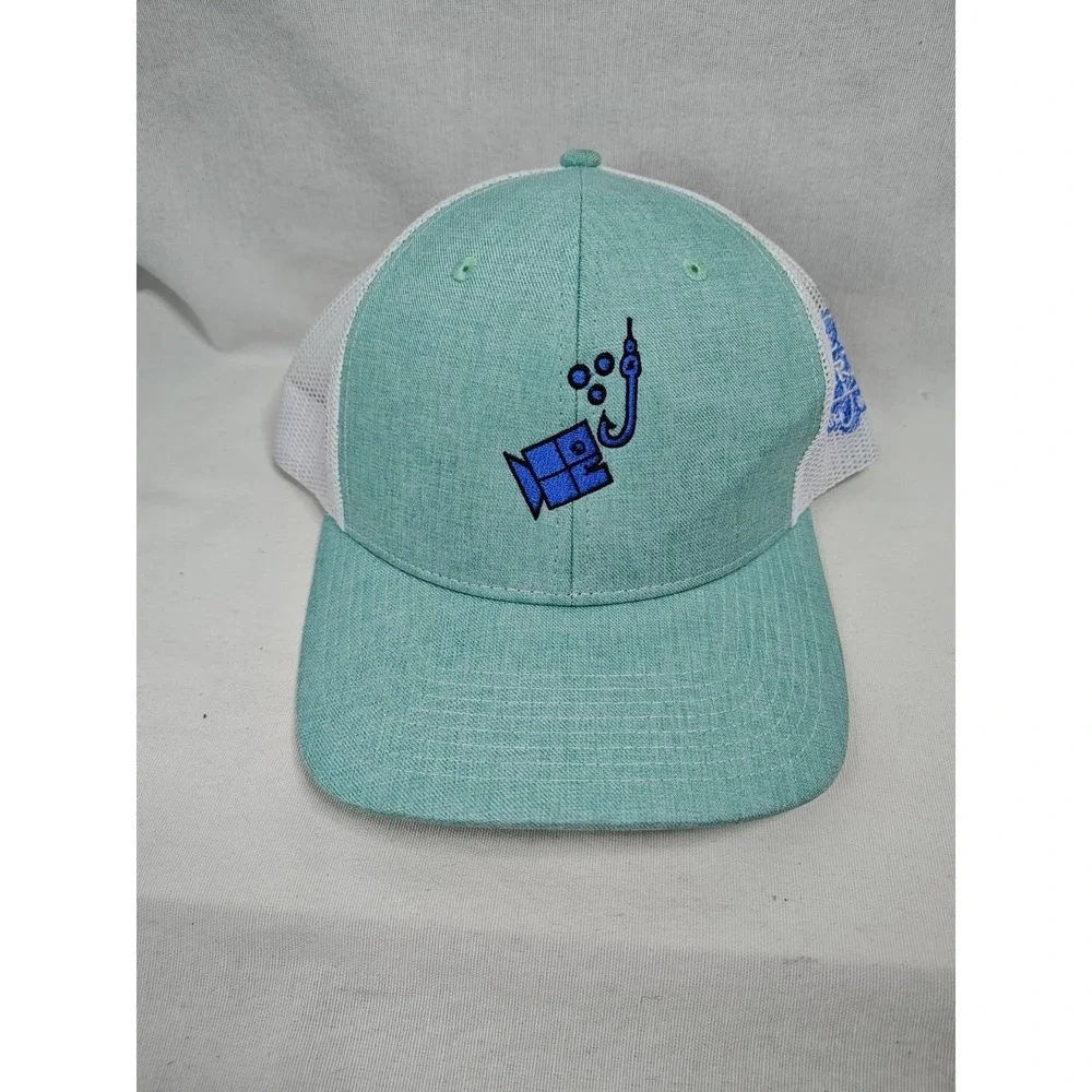 Nautical Fish Cap Hat Turquoise‎ Blue White Snapback Adjustable Men's Casual